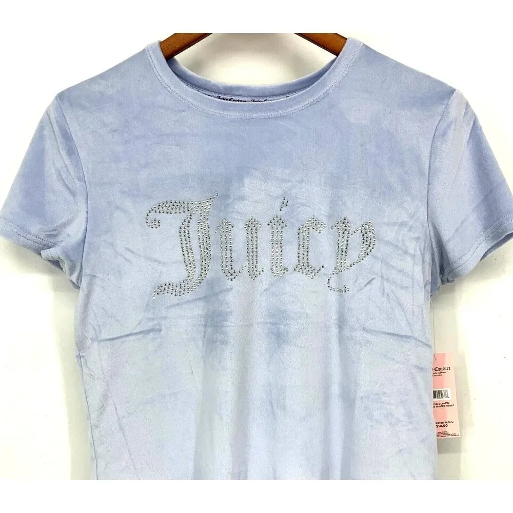 Juicy Sleep Set Women Size Large L Velour Short Sleeve Winter Frost JC9483U New - Picture 2 of 11